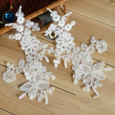 European Embroidery Flower Car Bone Lace Handmade DIY Material Wedding Veil Wedding Shoes Lace Accessories White