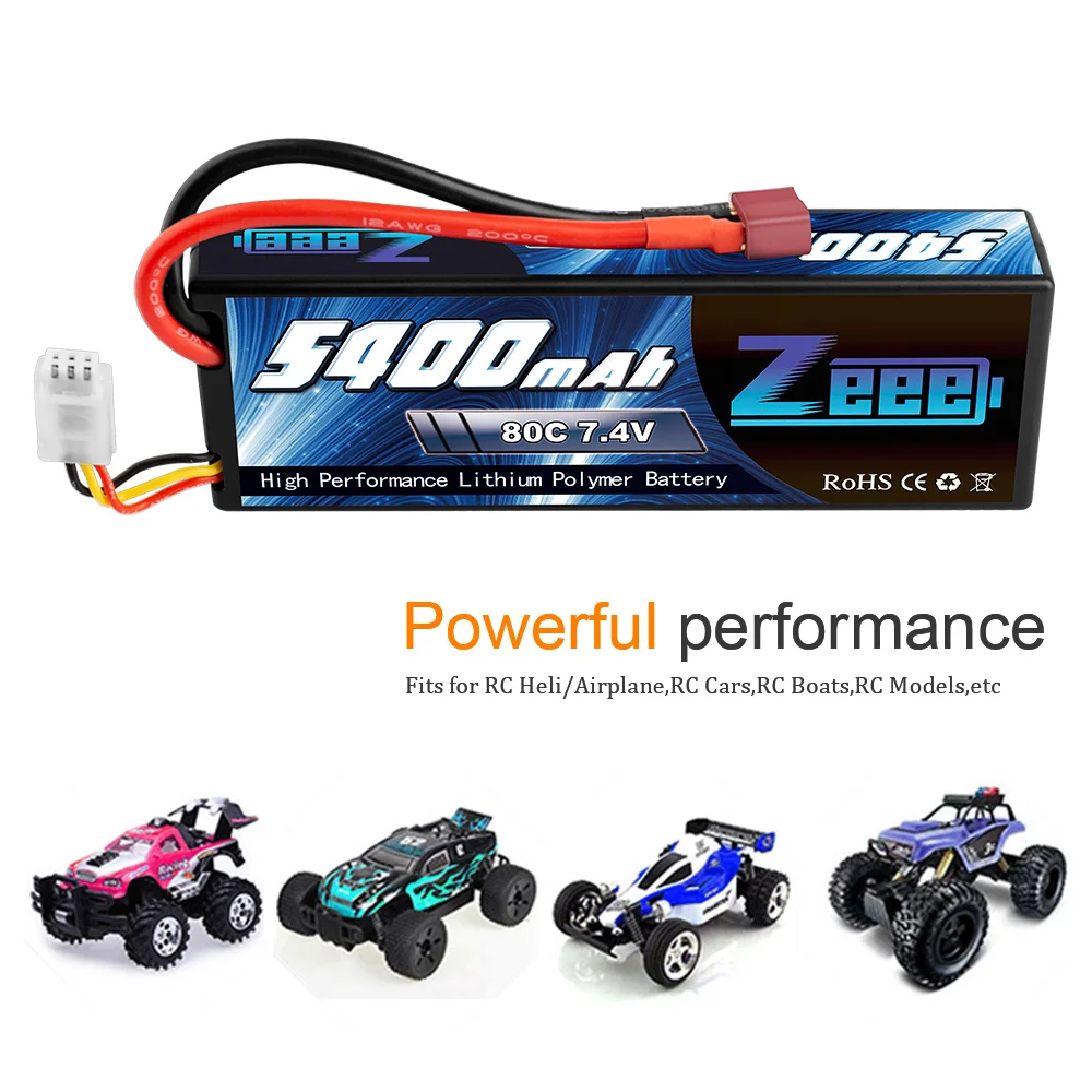 1/2pcs Zeee 2S 5400mAh 7.4V 80C Lipo Battery Hardcase with Deans Plug for RC Car Boat Truck Tank FPV Drone RC Lipo Battery Parts