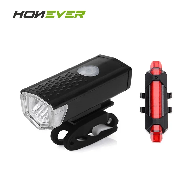 Bike Light Set USB Rechargeable 300 Lumen LED 3 Mode Bicycle Front Light Waterproof Cycling Headlight Flashlight Rear Light