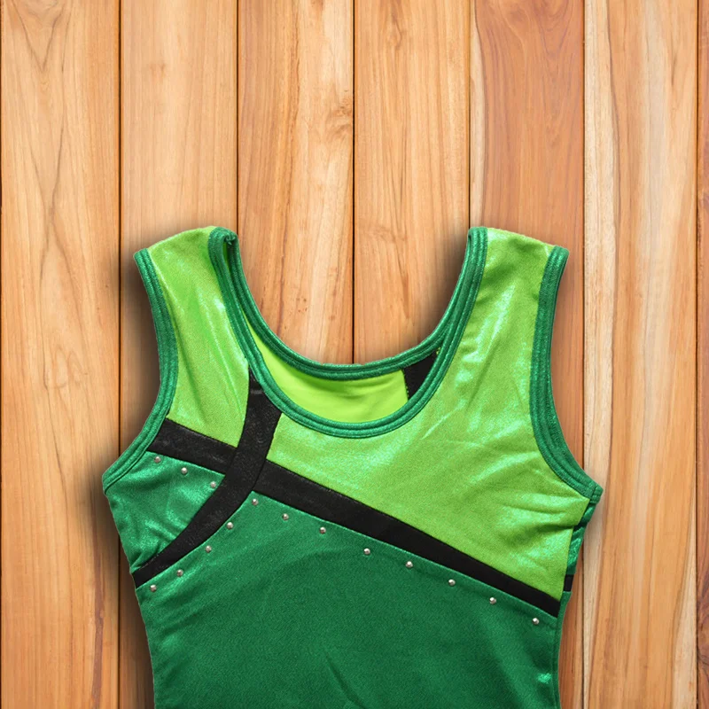 Black Friday Hot Sale High Quality Spandex Green Kids Girls Children Gymnastics Leotards