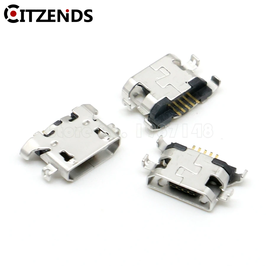 10pcs Micro USB 5pin heavy plate 1.28mm no side Flat mouth without curling side Female Connector For Mobile Phone Mini USB Jack