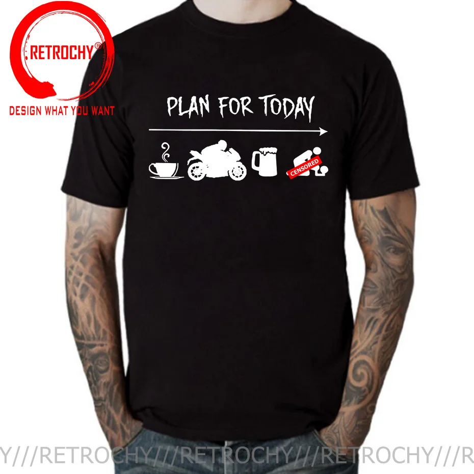 Men's Geek Funny Eat Sleep Motorcycle T Shirt Dirt Biker tshirt Plan For Today Drink Coffee Riding Drink Beer And Women T-shirts