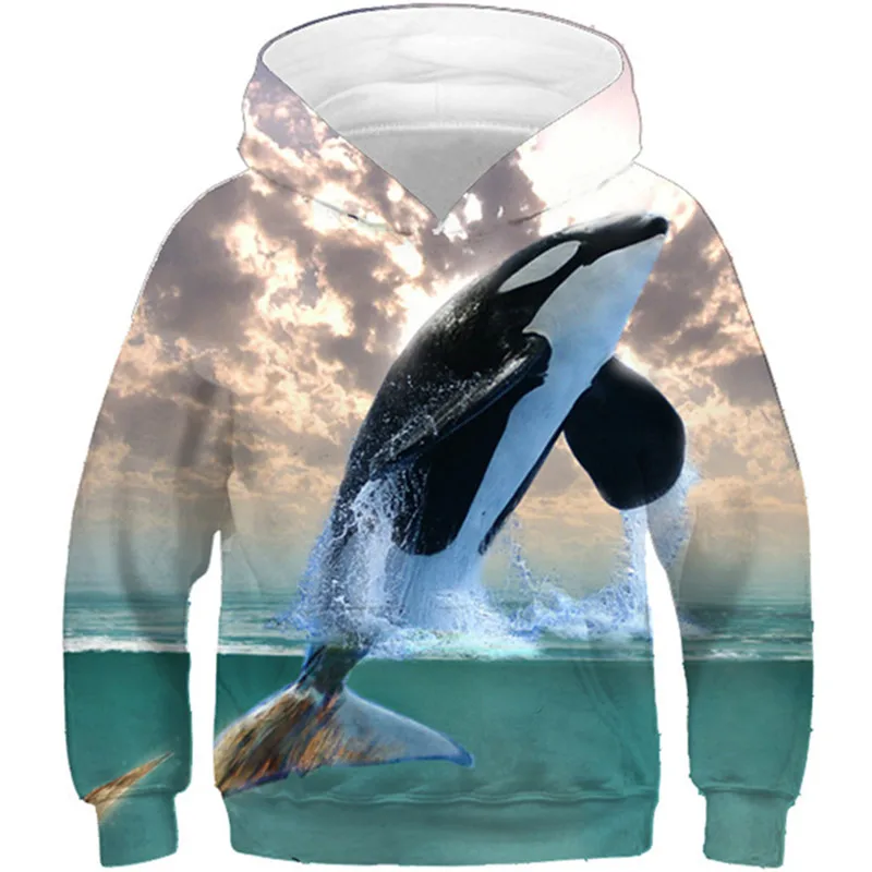 2022 Boy/Girl 3D Sweatshirts Children Space Galaxy Sea Fish Whale Water Printed Thin Hooded Hoodies Kids Pullovers Clothes Tops