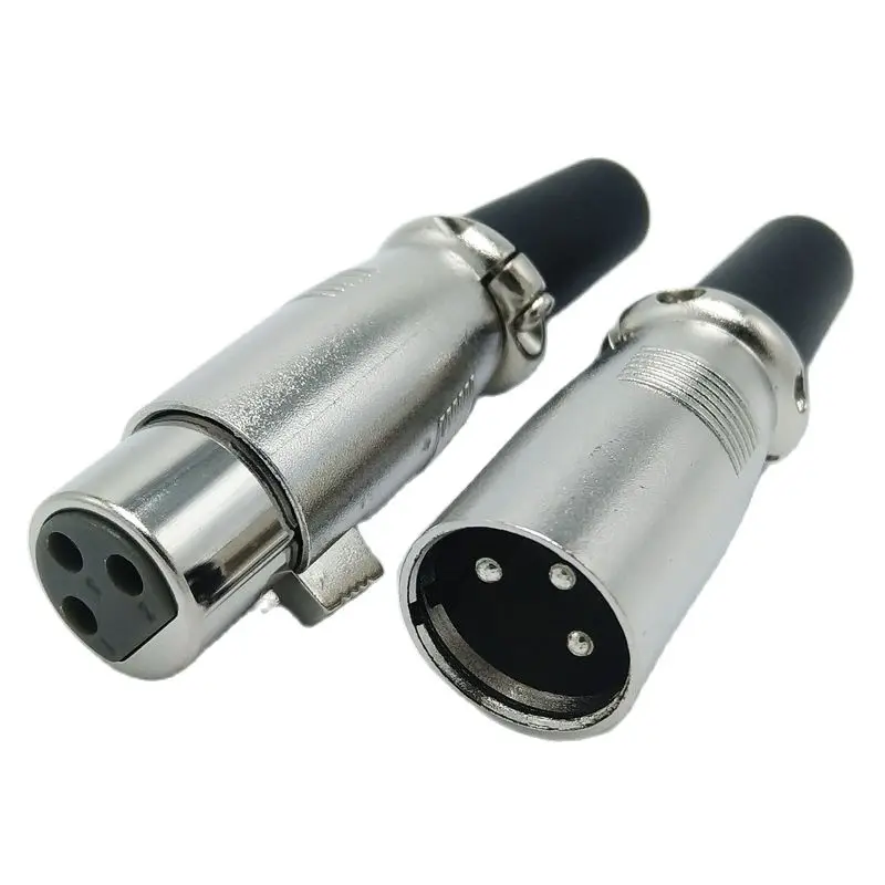 

3Pin Silver XLR Connector Female Male Connector Microphone Connector MIC Adapter For 6.5mm Cable 10Pcs