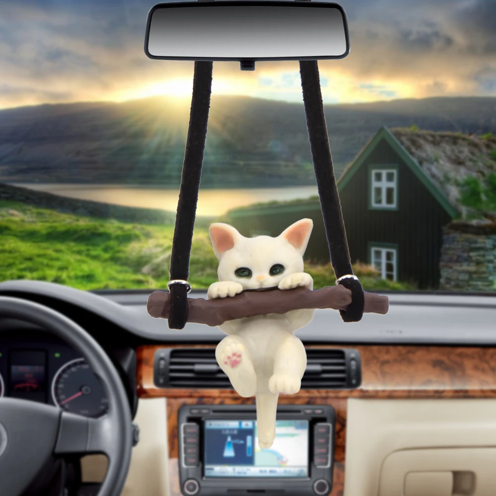 Kosoo Auto Rearview Mirror Creative Cute Branch Cat  Car Pendant Auto Interior Girls Car Interior Accessories DIY Gifts