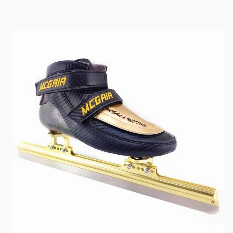 Patines de hielo de pista corta con botas de fibra de carbono, zapatillas de velocidad en línea para interiores, competición, patinaje de carrera