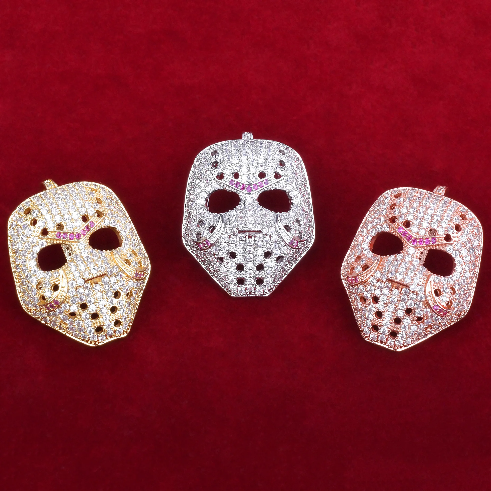 Mask Shape Pendant Necklace  Gold Color Hip Hop Rock Street Jewelry