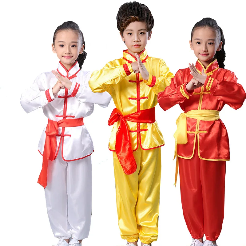 Disfraz tradicional chino de Wushu para niños y niñas, ropa de KungFu, traje de Tai Chi, uniforme de artes marciales, trajes con logotipo