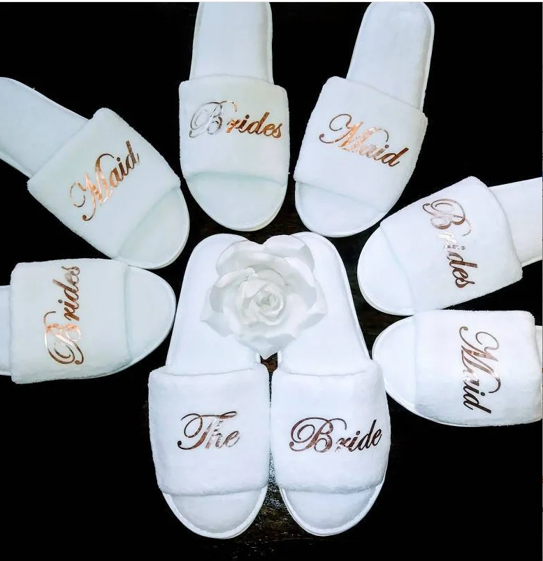 

Personalised bride Wedding Slippers brithday Gifts hen party Slippers custom bridesmaid Open Toes slippers sister of the bride