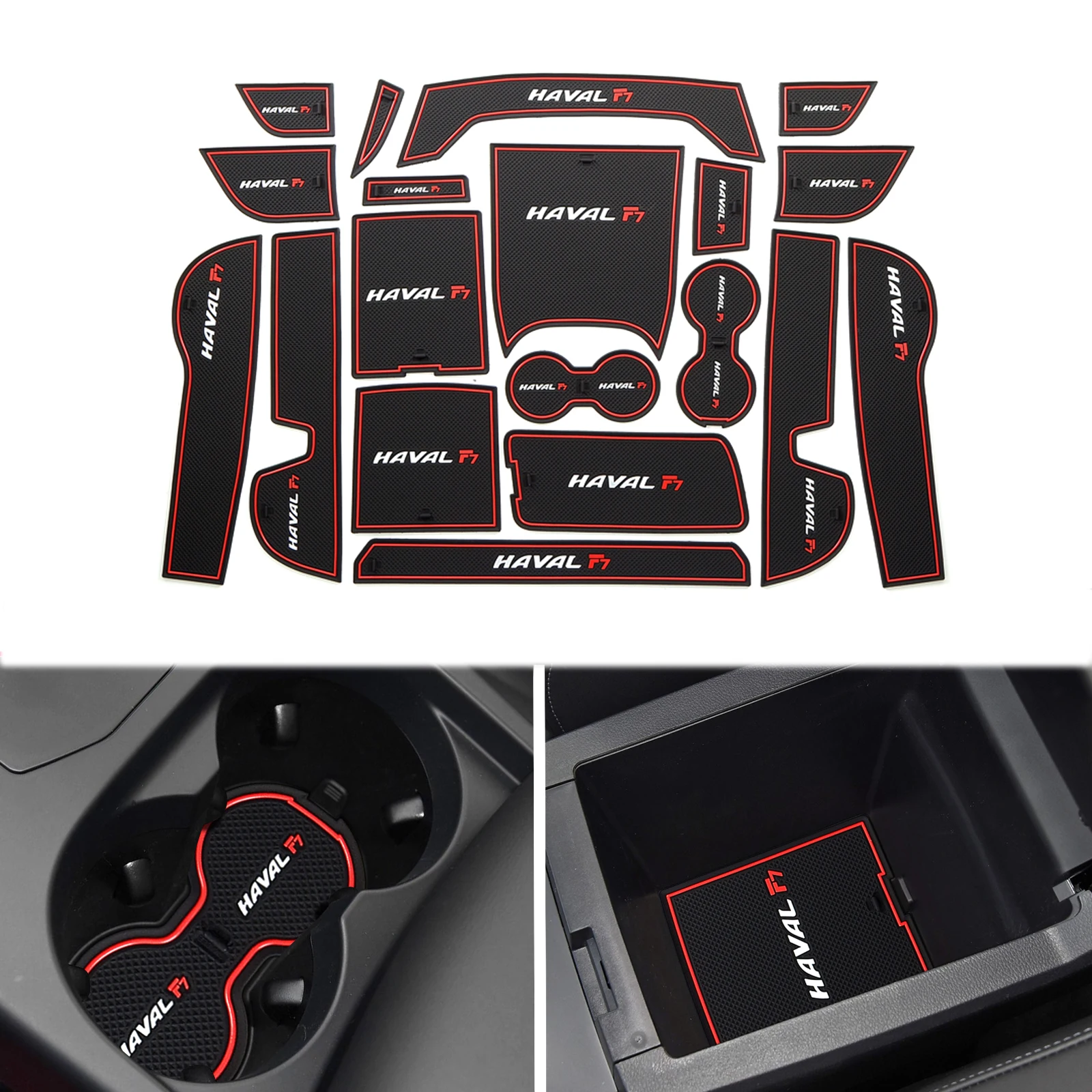 Anti-Slip Gate Slot Cup Mat for Haval F7 F7X 2019 - 2021 Door Groove Pad Car Accessories 19Pcs/Set