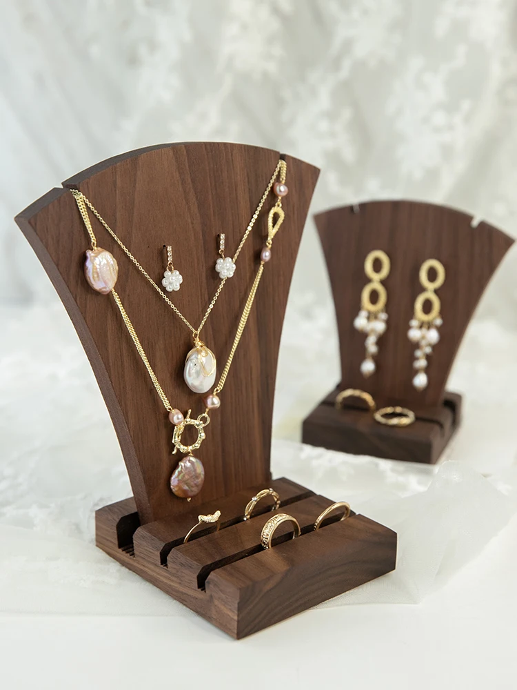 

Pendant Ring Display Holder Tray Black Walnut Solid Wood Jewelry Display Stand
