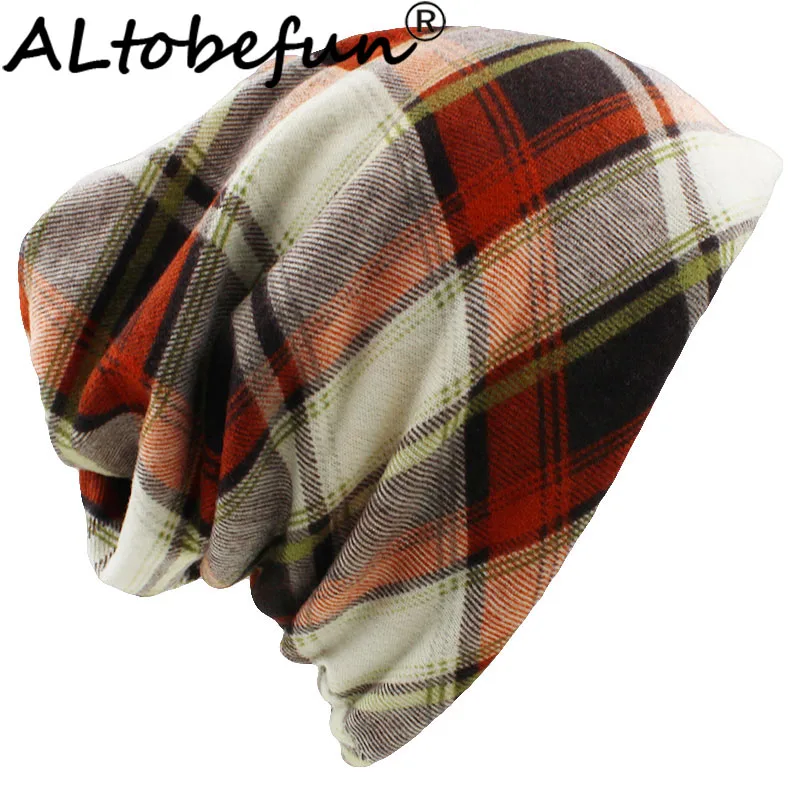 ALTOBEFUN Thin Lady Fashion Feminino Scarf Autumn Winter Girl Skullies Beanies Striped Design Multifunction Hat For Women BHT082