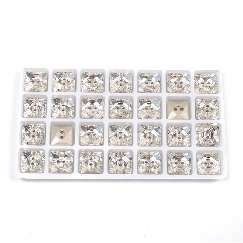 YANRUO 3017 All Sizes Crystal Clear Square Luxury Glass Rhinestones Sewing Items Decorative Buttons For Crafts