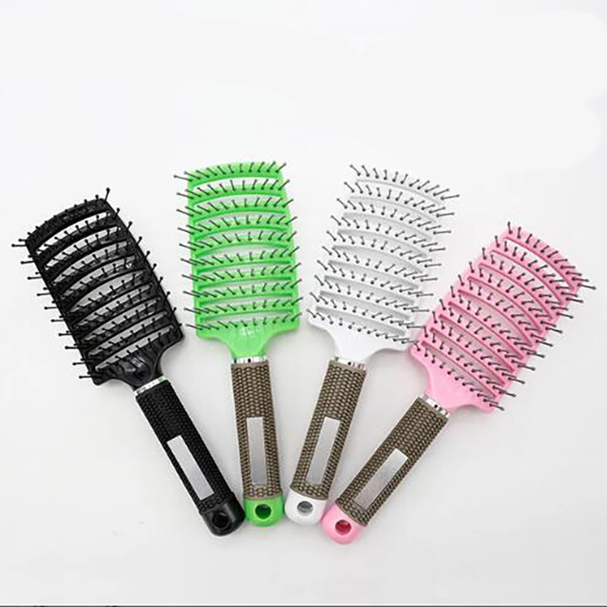 النايلون الشعر فرشاة النساء البلاستيك مكافحة ساكنة الشعر مشط الرطب مشط فرشاة شعر تدليك المهنية فرشاة تسريح تصفيف الشعر أدوات