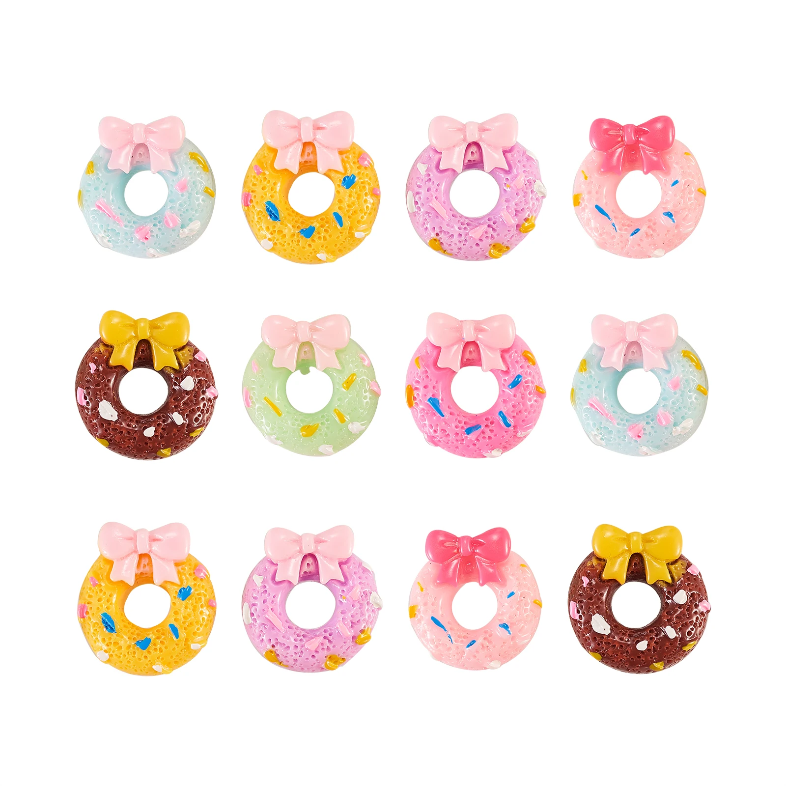 35Pcs 20mm Resin Dessert Donuts Cabochons Imitation Food Slime Charms Flatback for Party Srapbooking Embellishment DIY Making