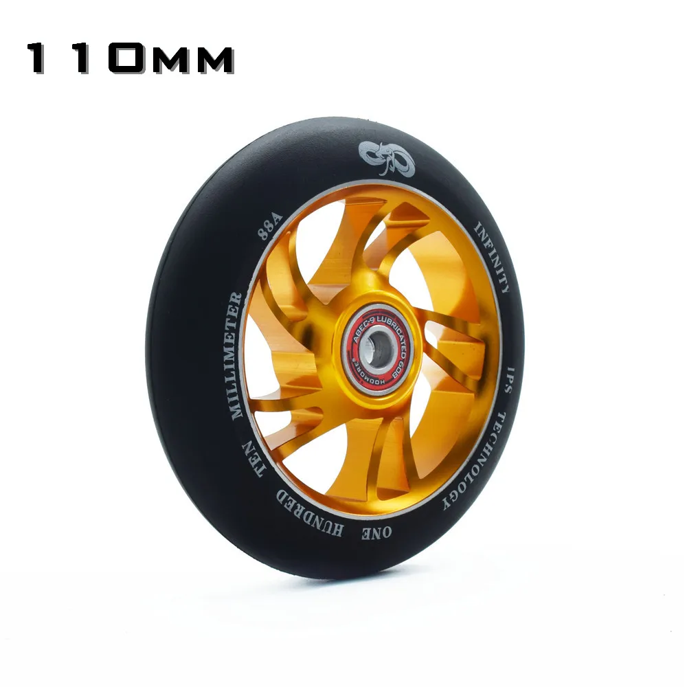 88A 110mm aluminium alloy CNC precise scooter wheel handcart tyre with durable PU heavy ruedas with ABEC-9 bearings 1 piece