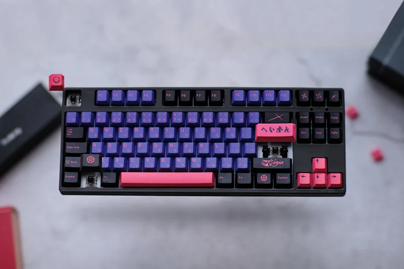 129 Keys/set Ninja Keycaps PBT Cherry Profile 5 Sides Dye Sublimation Key Caps For 61 64 68 84 96 980 104 Mechanical Keyboard