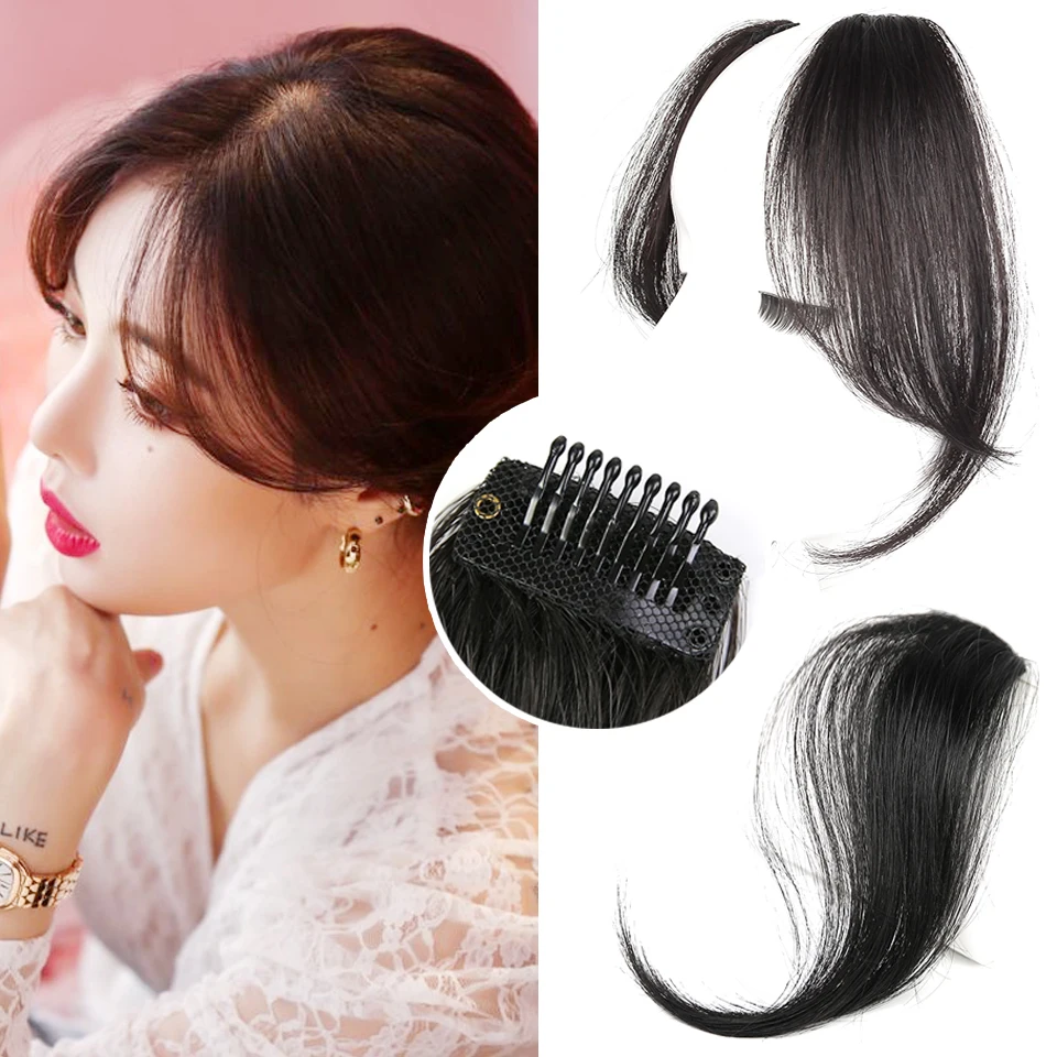 HUAYA Synthetic Fake Bangs Clip-In Bangs Extension Wig Female Hair Piece Natural Forehead Wig Piece Patch Hair Invisible