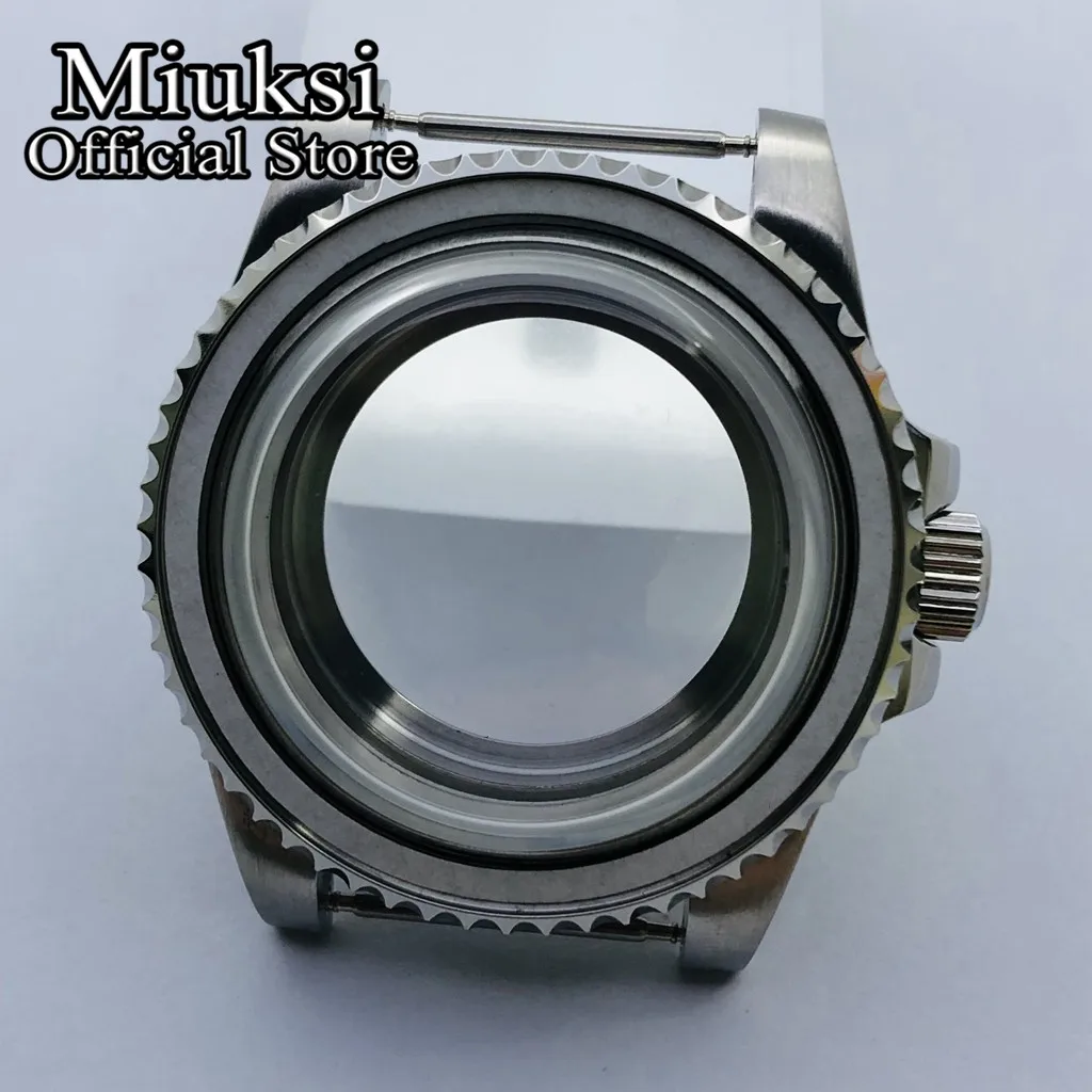 Miuksi 40mm dome glass silver sterile steel case fit NH35 NH36 ETA2824 2836 Miyota 8205 8215 821A Mingzhu DG2813 3804 movement