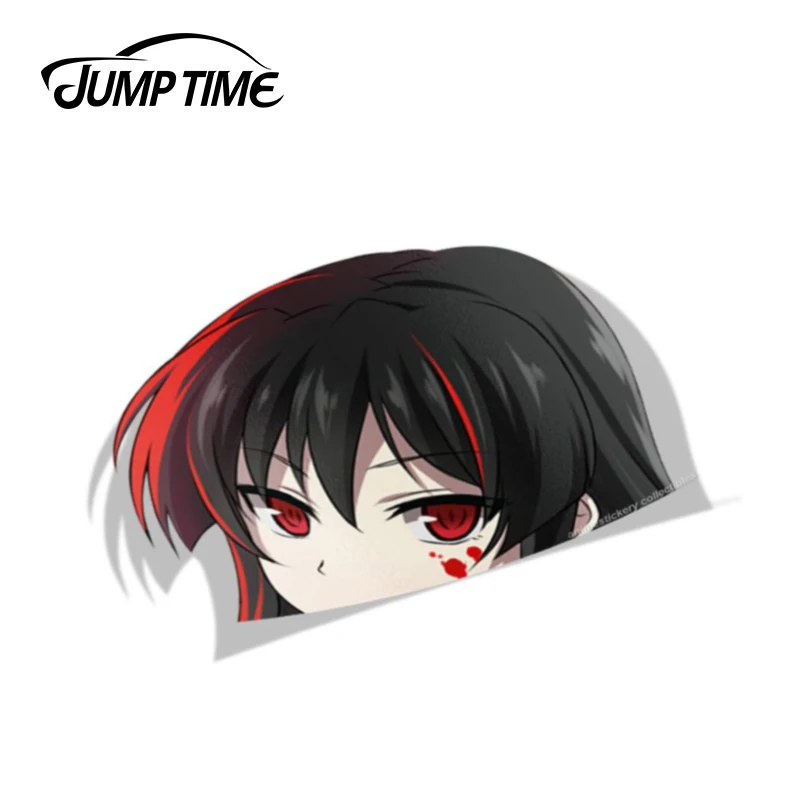 Jump Time 13cm x9.4cm Funny Graphics For Akame Ga Kill BIG HEAD Anime Cute Car Stickers Auto Laptop Bumper Decals Vinyl Car Wrap