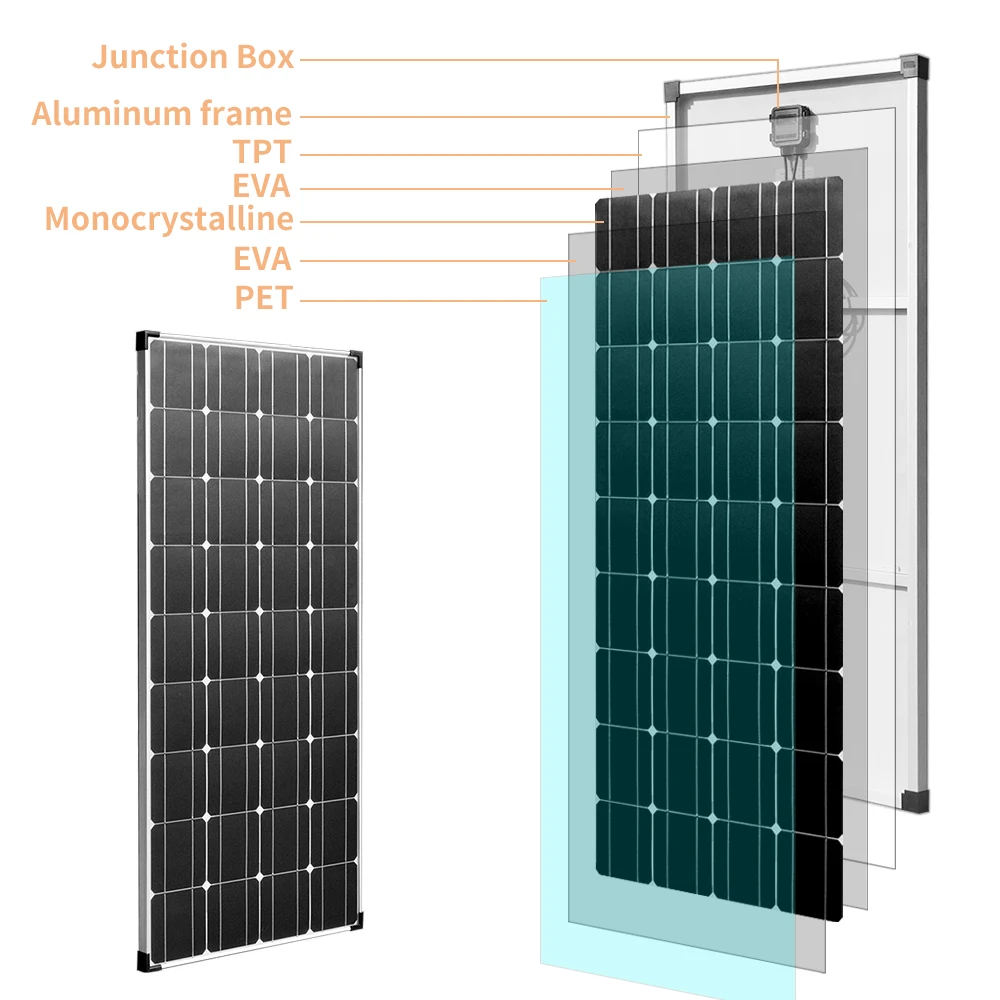 12v solar panel aluminum frame kit complete 300w 150w Photovoltaic panel camper caravan battery charger RV home roof 220v 1000w