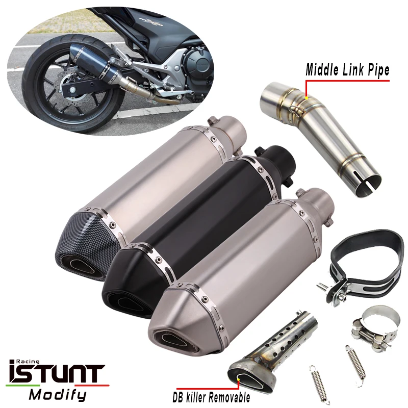 Slip on For Honda NC700 NC700X NC750 NC750X NC750S Motorcycle Exhaust Muffler Modified DB Killer Escape Moto Middle Link Pipe