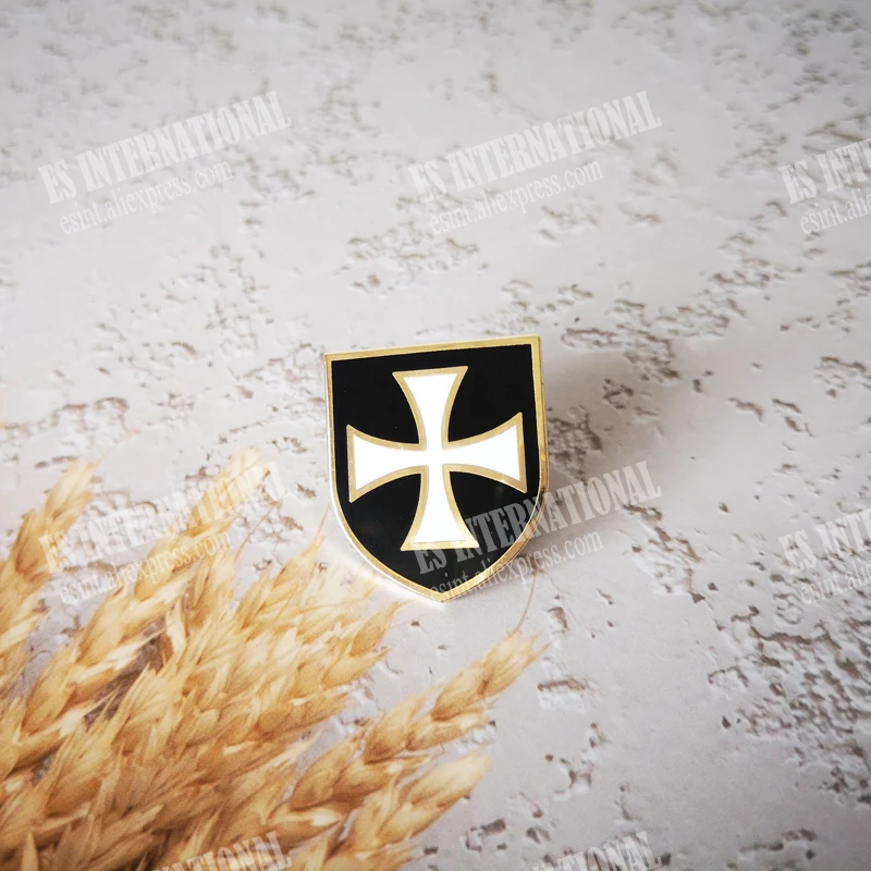 الماسونية التلبيب دبابيس الماسونية شارة ميسون Freemason BLM75 حجم 2.2 سنتيمتر * 2.5 سنتيمتر فارس Templar الأسود الصليب درع شكل اكسسوارات #6