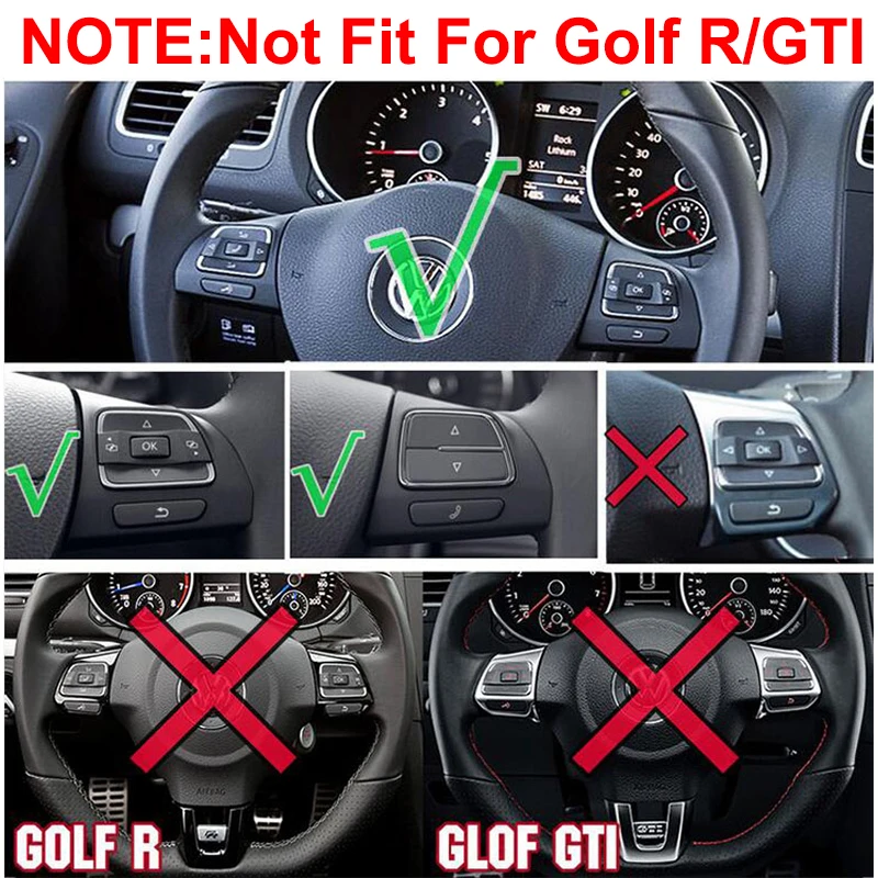 Car Steering Wheel Controls Button Trim Cover Sticker For VW Passat B7 CC EOS GOLF 6 MK6 Volkswagen Jetta Tiguan Touran Sharan view 4