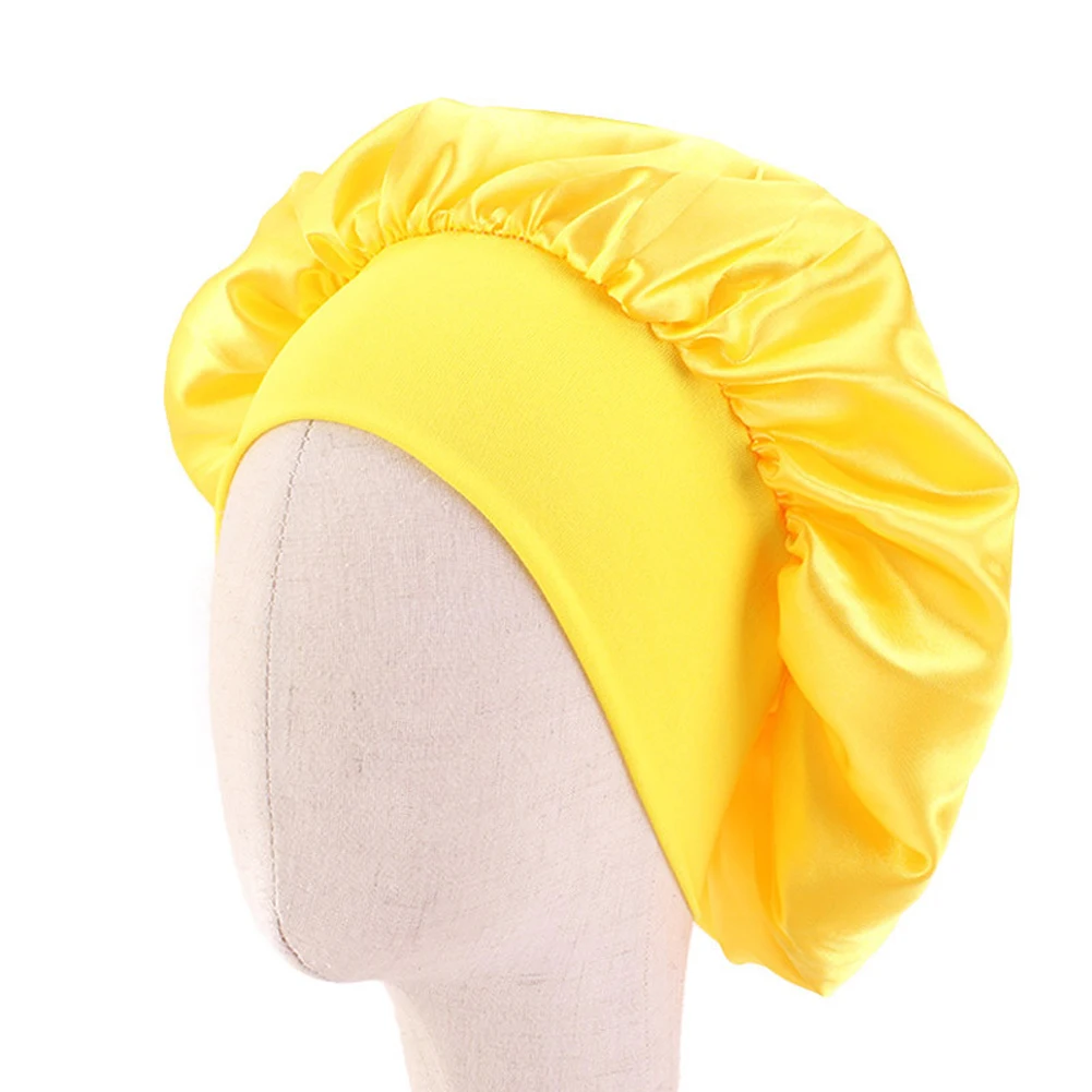 Gorro de satén para niños y niñas, gorro de dormir de banda ancha de seda suave, ajustable, para el cuidado del cabello