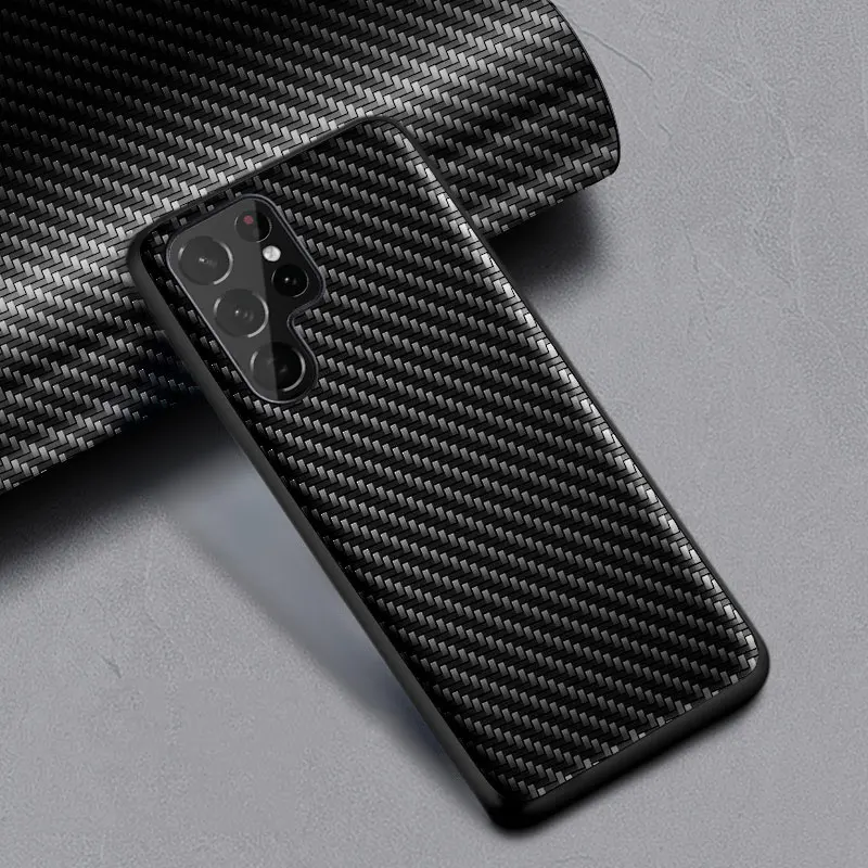 Carbon Fibre texture Case for Samsung Galaxy S23 S22 S21 Plus Ultra FE Fashion Design Soft Back Cover for Samsung S23 Ultra Case