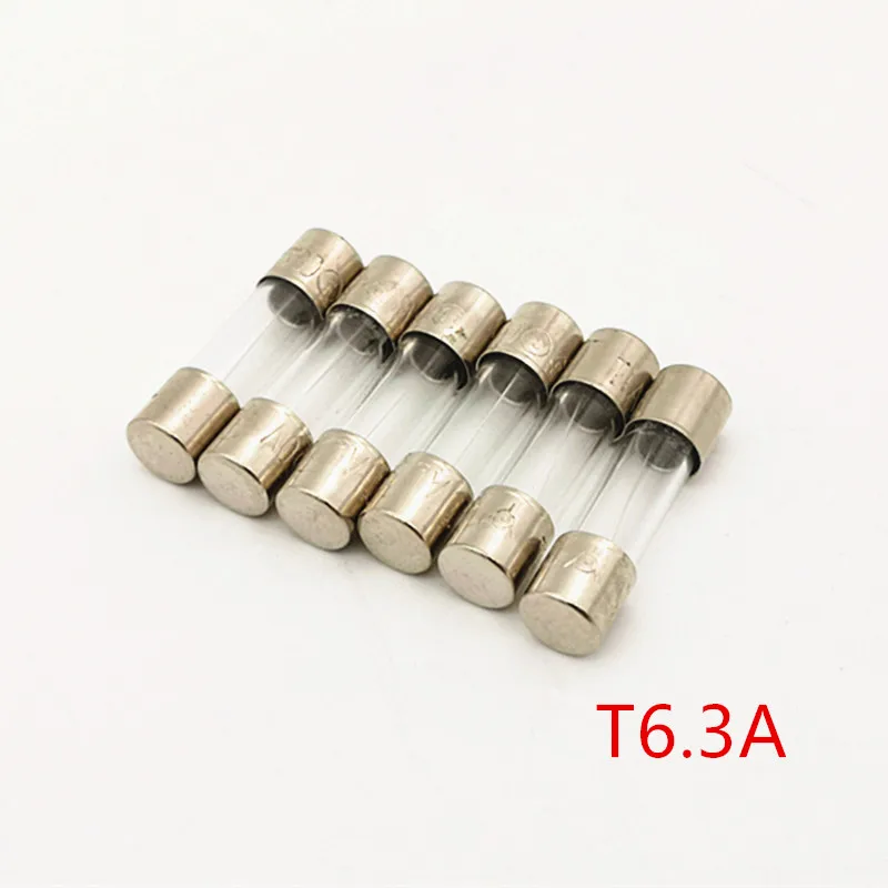 (100 pcs/lot) T6.3A 250V 5 x 20mm Slow Blow Glass Tube Fuse,6.3 Amp.