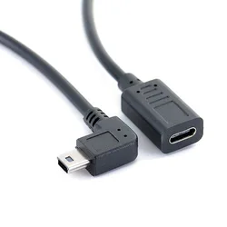 USB-C/USB Type c female to mini usb male angle extension cable Adapter cord