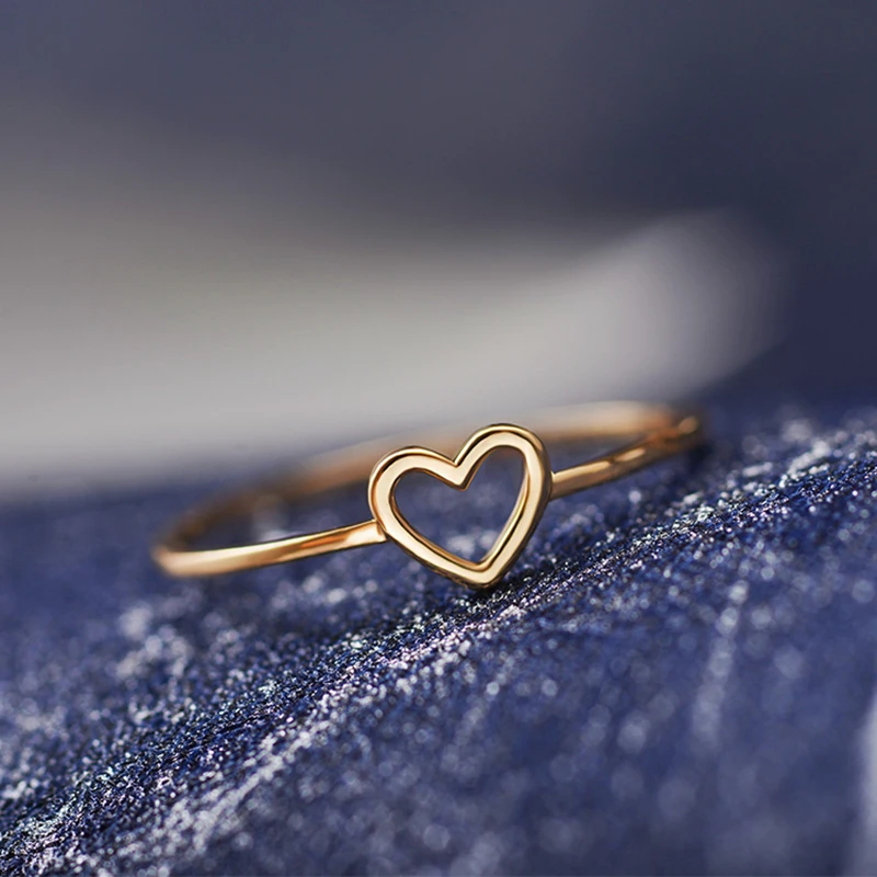 Enthusiasm Fashion Gold Silver Color Heart Shaped Wedding Ring for Woman Female Statement Engagement Party Jewelry Dropshipping