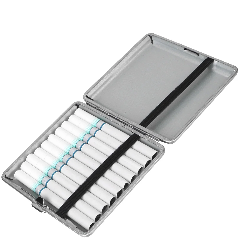Stainless Steel Tobacco Cigarette Box For 20pcs Cigarettes Leather Cigars Cigarette Cases 1PCS Cigarette Tools Double-open