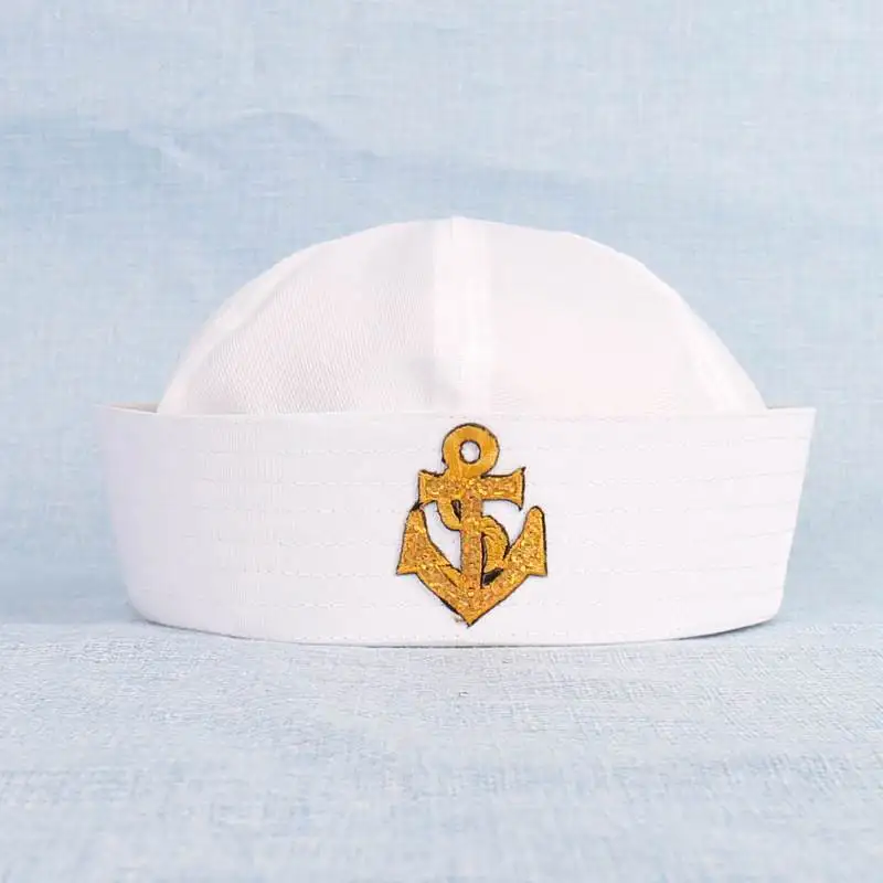 Chapéus militares boné de marinheiro capitão branco marinha caps com âncora chapéus do exército para homens criança fantasia cosplay chapéu