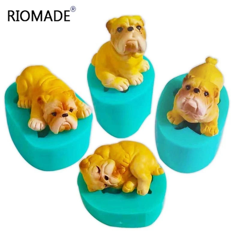 Forma silikonowa mini buldog, narzędzia do dekoracji ciast, forma do fondantu z motywem małych psów, forma do gipsu, cementu, świec, żywicy epoksydowej.