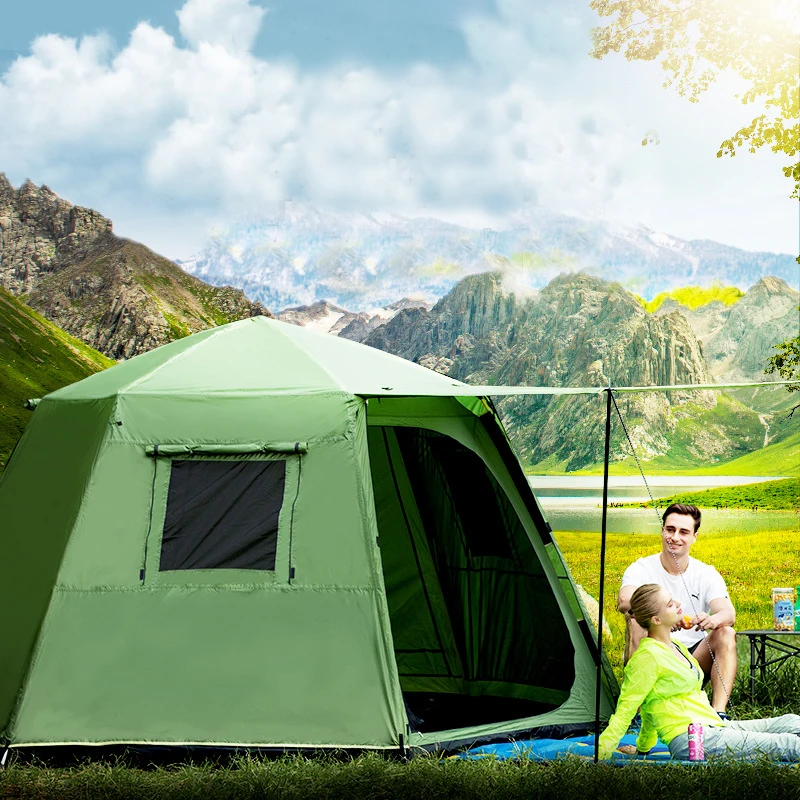 Automatic Outdoor Camping Tent with Rain Cover, 6-8 Person, Ultralarge Double Layer, High Quality