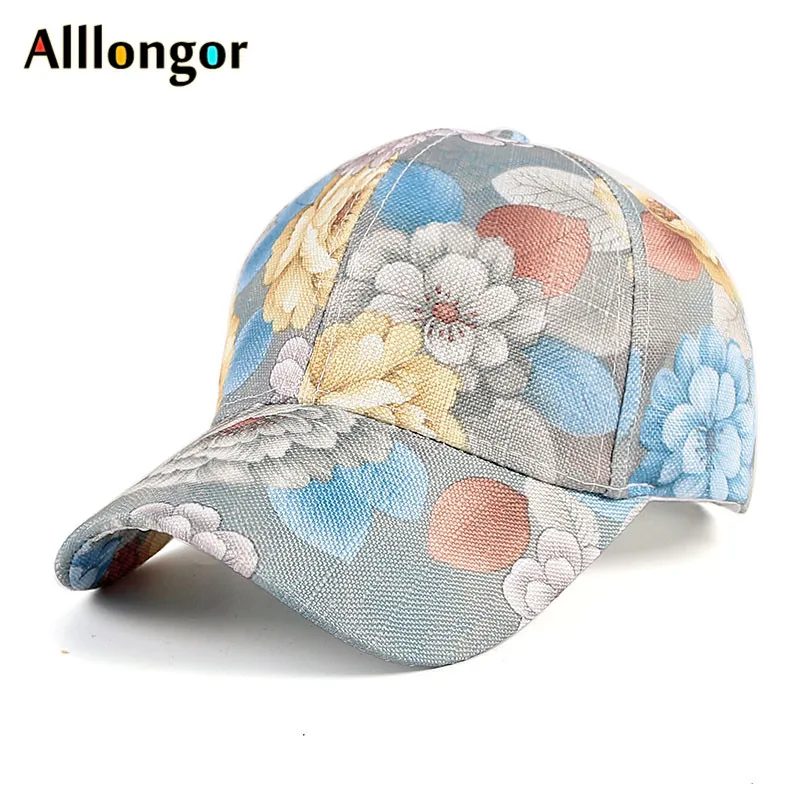 New 2024 Summer Floral Print Baseball Cap Women Snapback Hat Hip Hop Casquette Femme Gorra Mujer