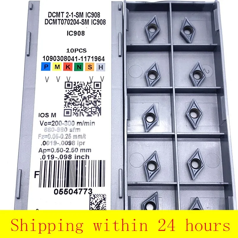 10 قطعة DCMT070204 SM IC907 IC908 DCMT070208 SM IC907 IC908 أداة تحول المعادن الخارجية باستخدام الحاسب الآلي شفرة كربيد التنغستن