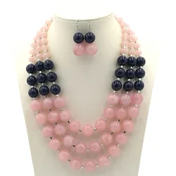 Bohemia multi layer Necklace and Earring Set Gold Plating Fancy Big Jewelry Semi-prescious Stone Handmade Women Female Gift
