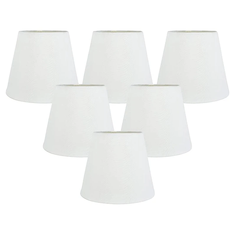 

Set of 6 White Fabric Cloth Clip on Chandelier Lamp Shades, Replacement for E14 Wall Lamp Chandelier Home Decoration