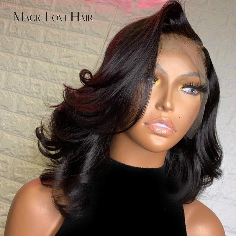 Magic Love Short Bob Wave Wigs For Women 13*4 Lace Frontal Wig Black Remy Brazilian Natural Lace Front Human Hair Wigs