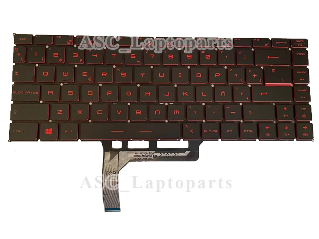 새로운 스페인어 Español Teclado 키보드, MSI GF63 GF63 8RC GF63 8RD 노트북, 빨간색 인쇄, 빨간색 백라이트