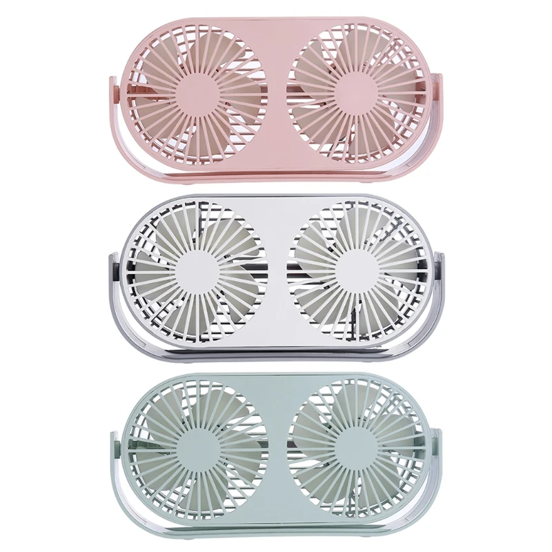 

Double Desk Fan Small Tabletop Fan Portable 3 Cooling Speed Adjustable Head 360 Degree Rotatable Personal Aromatherapy Fan for H