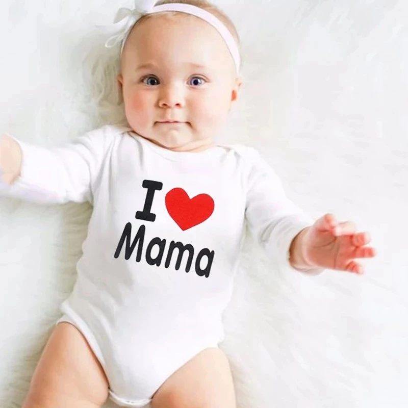 I Love Mama Papa Love Me Newborn Baby Bodysuit Twins Baby Boys Girls Onesies Rompers Cotton Long Sleeve Body Baby Clothes Gifts