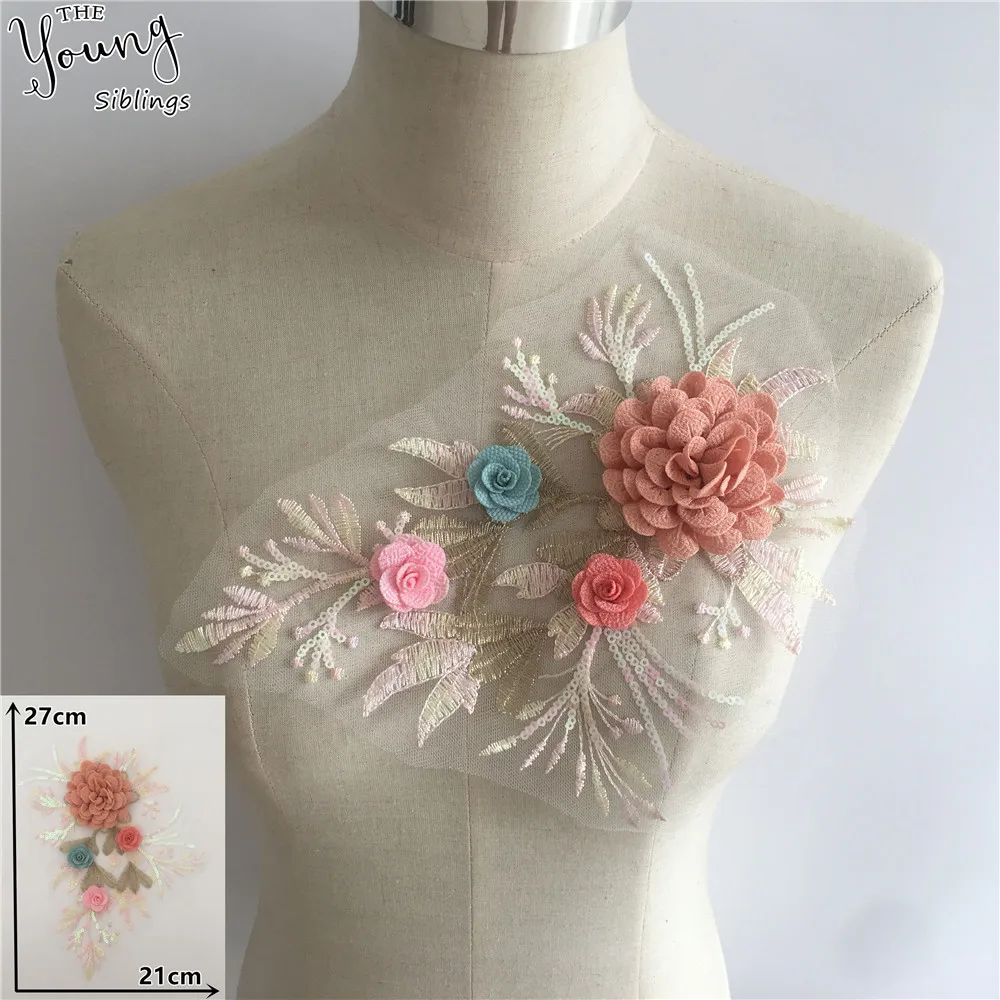 Fashion ABS Pearl Three-dimensional Flower Lace Collar Embroidery DIY Lace Tulle Collar Decorative Clothes Applique