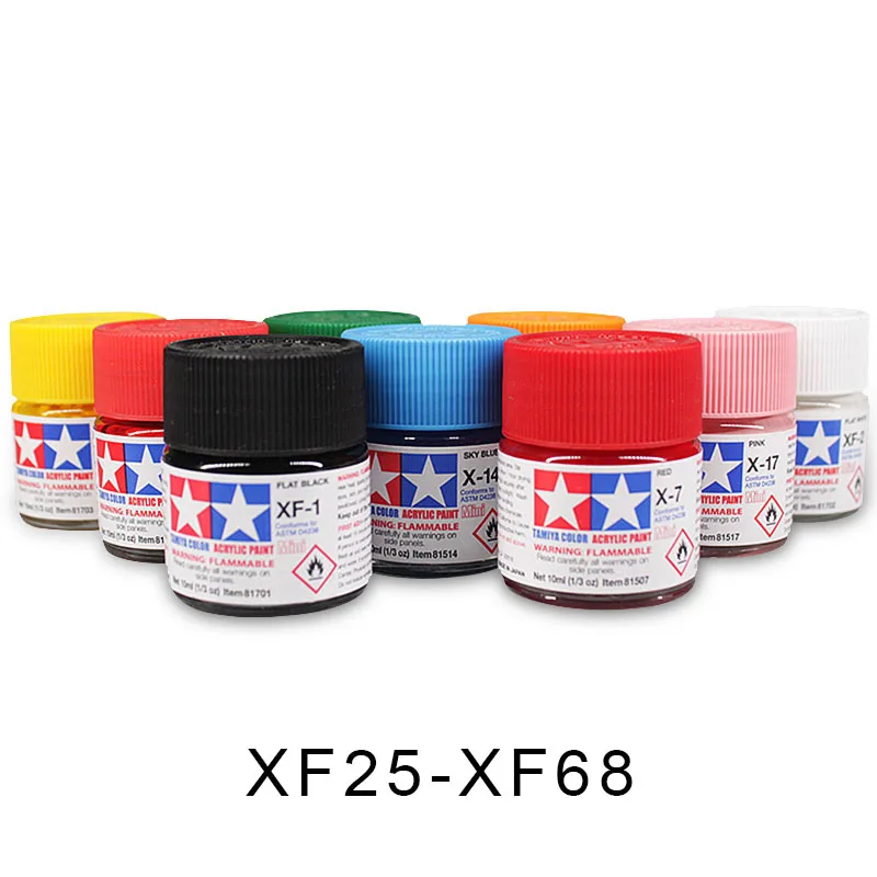 10ml Tamiya Water Based Flat Acrylic Paint XF25-XF68 DIY Doll Craft Car Military Tank Ship Plane Soldier Model Coloring Tool