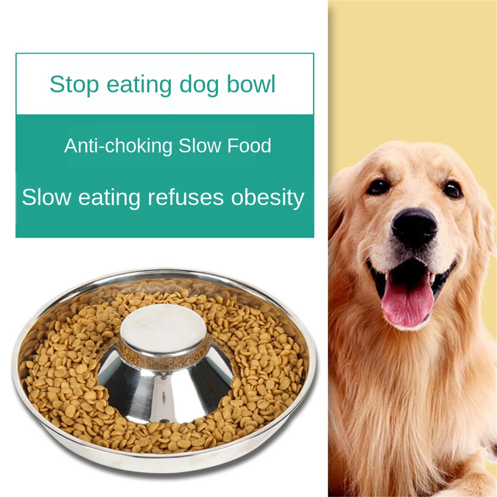 

Pet Slow food Bowl Stainless Steel Small Dogs Feeding Drinking Bowls Puppy Eating Feeders Prevent Obesity Pets Dogs Supplies