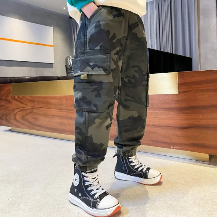 

Army Green Children's Sweatpants for Big Boys Girls Casual Loose Trousers Cotton School Boys Sports Pants Kids Cargo Pants 4-14Y