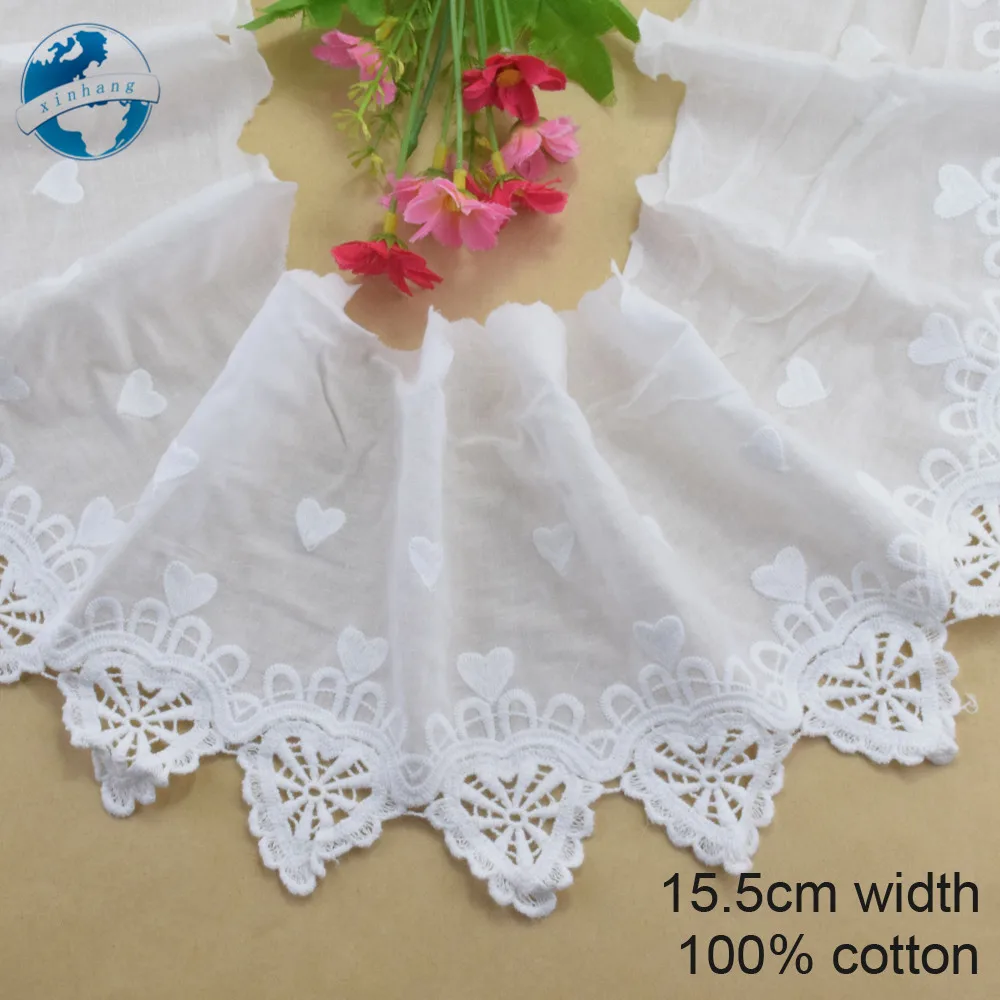 15.5cm Wide 100% Cotton Embroid Lace Sewing Ribbon Guipure Trim Wedding Decoration DIY Dolls Colthes Accessories Lace Edge#4050